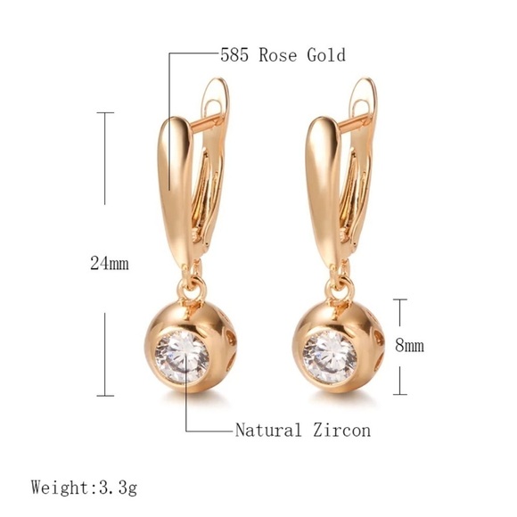 🌟SALE🌟Rose Gold Plated Round Sparkling Zirconia Earrings - Picture 4 of 7